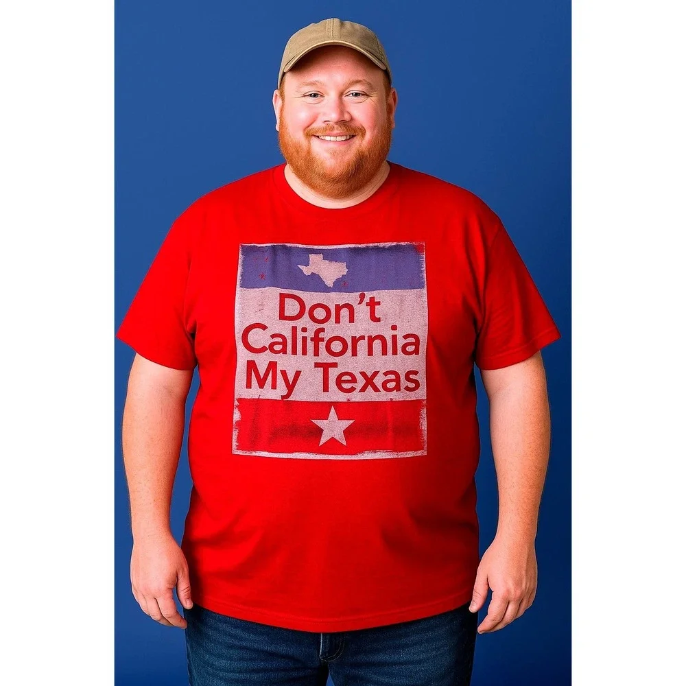 Gildan T-Shirt Mens 3XL Red Don't California My Texas Graphic Tee Cotton